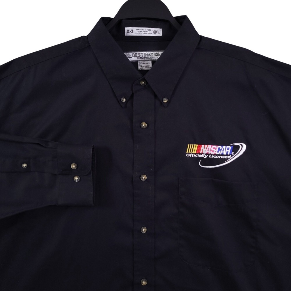 Vintage Nascar Uniform Shirt Men 2XL Black Button Up Carquest Moog 90s Official